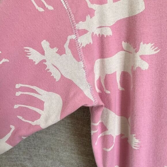 Lazy One Womens Pajamas One Piece Jumpsuit Pink XL Moose Print Flap Jack Cotton - Picture 5 of 14
